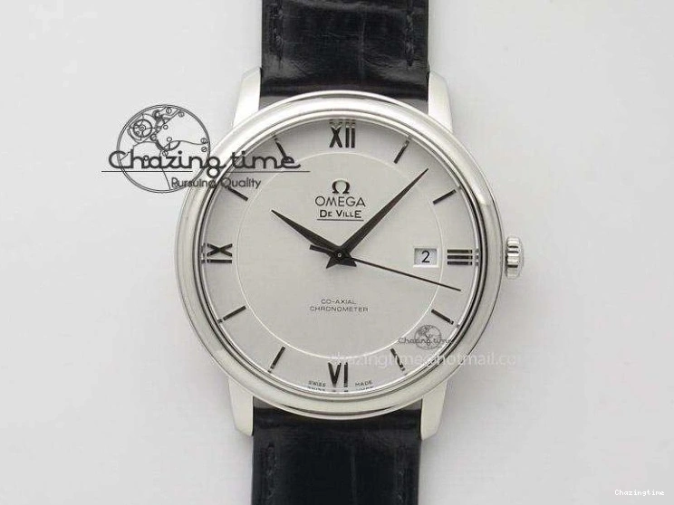 0119 FashionForward De Ville Prestige Real Power Reserve SS TW 1:1 Best Edition White Dial SS Markers On Leather Strap A 8095